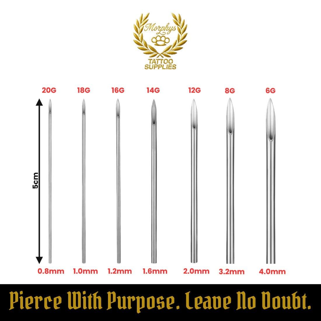 Sterile Piercing Needles – Various Sizes Available. Packs of 1, 5, 10 or 20pcs
