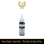 30ml bottle of Dynamic Black tattoo ink – professional-grade black ink for tattoo artists, available at Morphys Tattoo Supplies