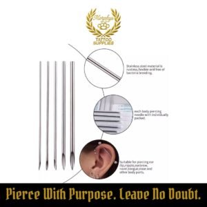 Sterile disposable body piercing needles – 316l stainless steel, EO gas sterilized, individually sealed, available in multiple sizes at Morphys Tattoo Supplies1