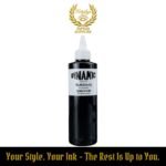 240ml (8 oz) bottle of Dynamic Black tattoo ink – professional-grade black ink for lining, shading, and solid fills, available at Morphys Tattoo Supplies